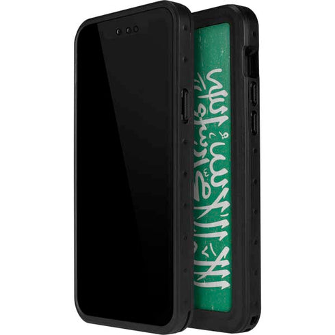 Saudi Arabia Flag Distressed iPhone 14 Pro Max Waterproof Case